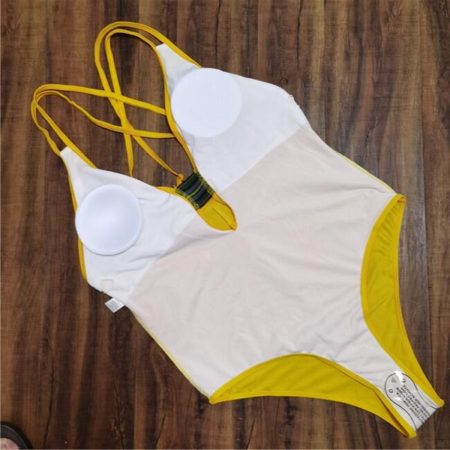 1680240215 PlusSizeSolidBathingSuitOnePieceSwimsuit yellow 1 2866fc03 f18c 4c66 a936 5930ae37390a