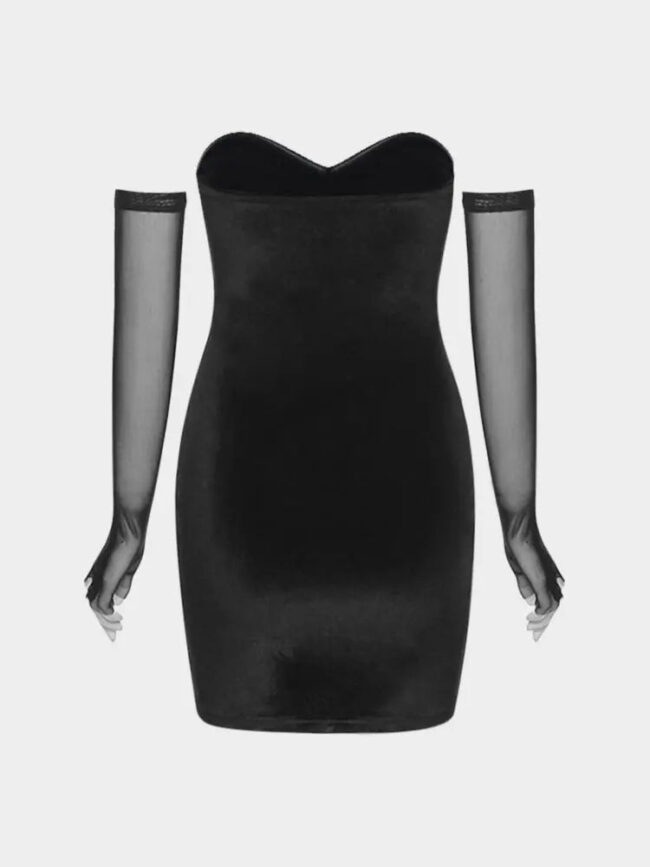 1680596028 Black Elegant Flannel Off Strapless Mini Dresses HotSalesWear 1646721541